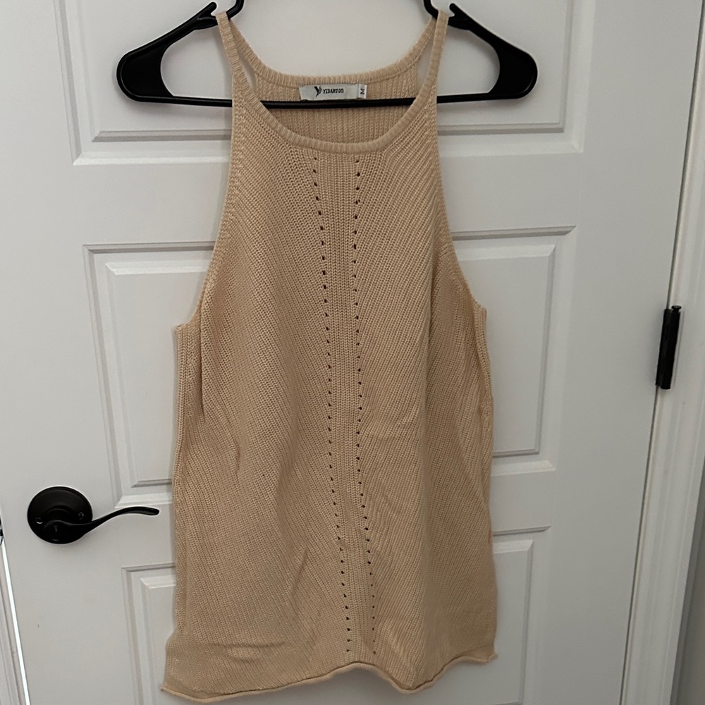 Vince Beige Sleeveless Knit Top